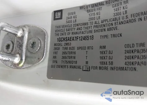 2015 Chevrolet Colorado Wt z USA, uszkodzony, nr VIN 1GCHSAEA7F1246518